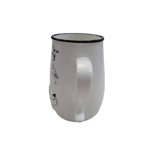 Black and White Cat Under Rain Clouds Pet Diary Mug Unmarked Unsigned EUC - Picture 9 of 13